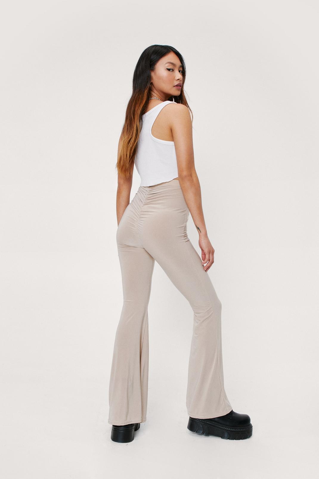 Stone Petite Ruched High Waisted Flare Pants image number 1