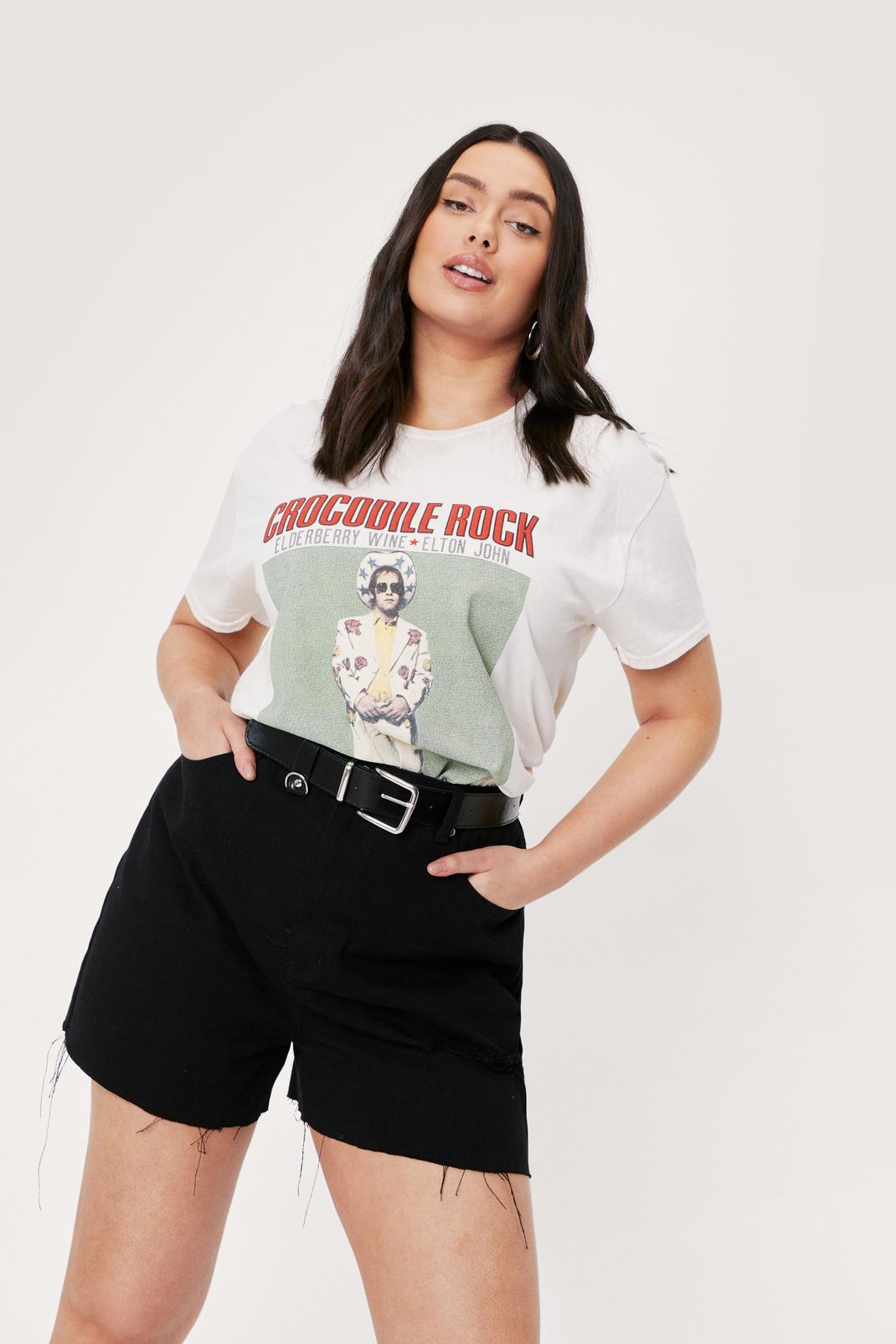 Grande Taille - T-shirt ample à impressoins Crocodile Rock Elton John, Sand image number 1