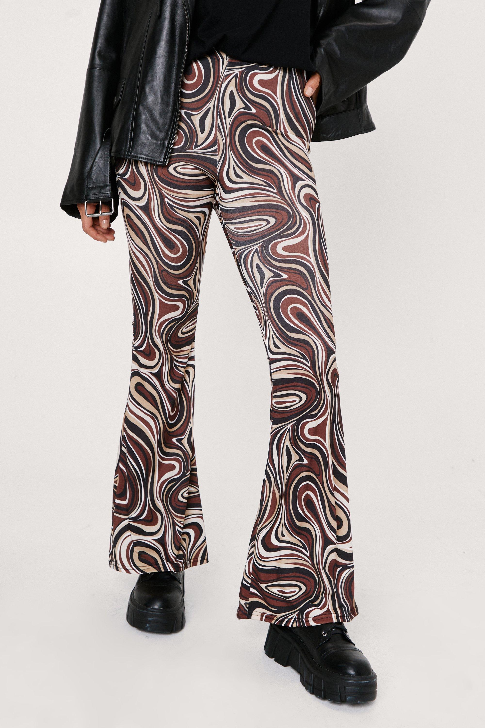 Swirl Print Flared Pants