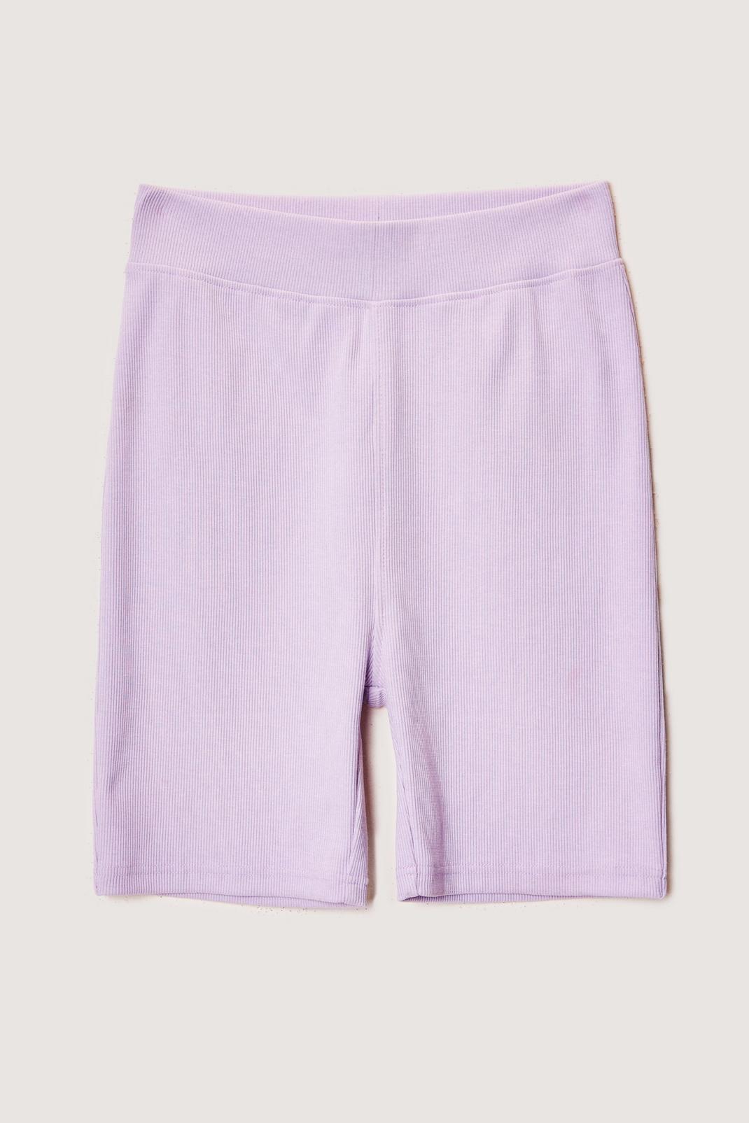 Ice lilac High Waisted Long Fitted Cycling Shorts image number 1