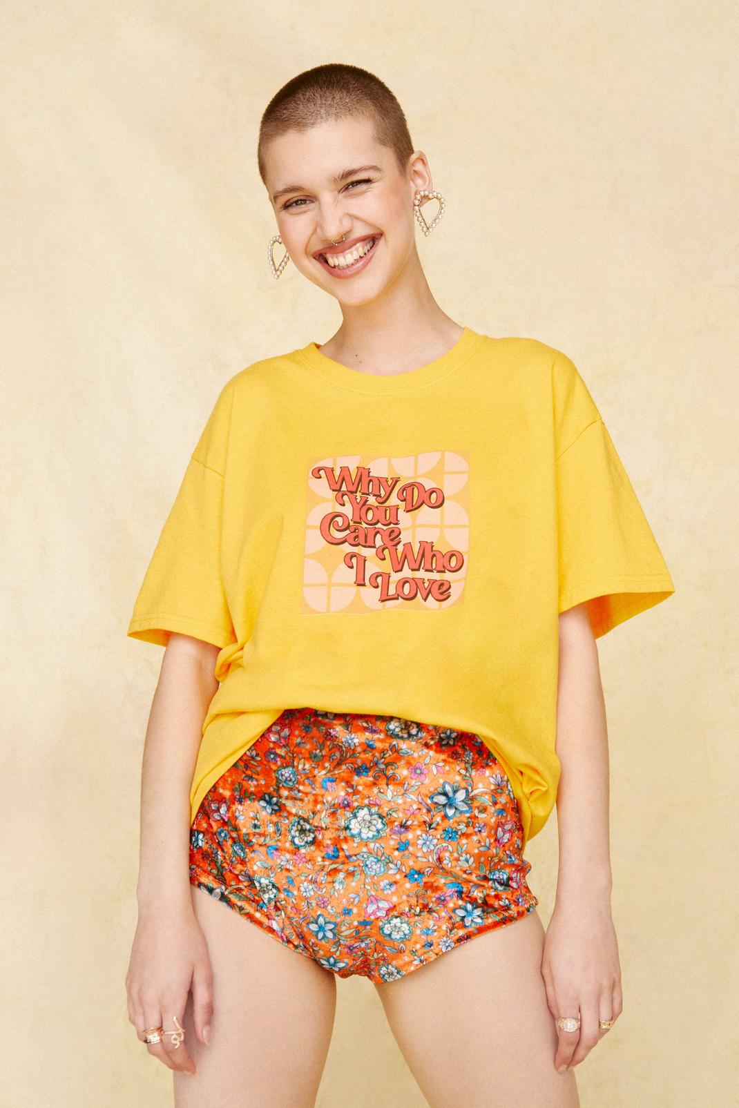 T-shirt ample à impressions Who Do You Care, Mustard image number 1