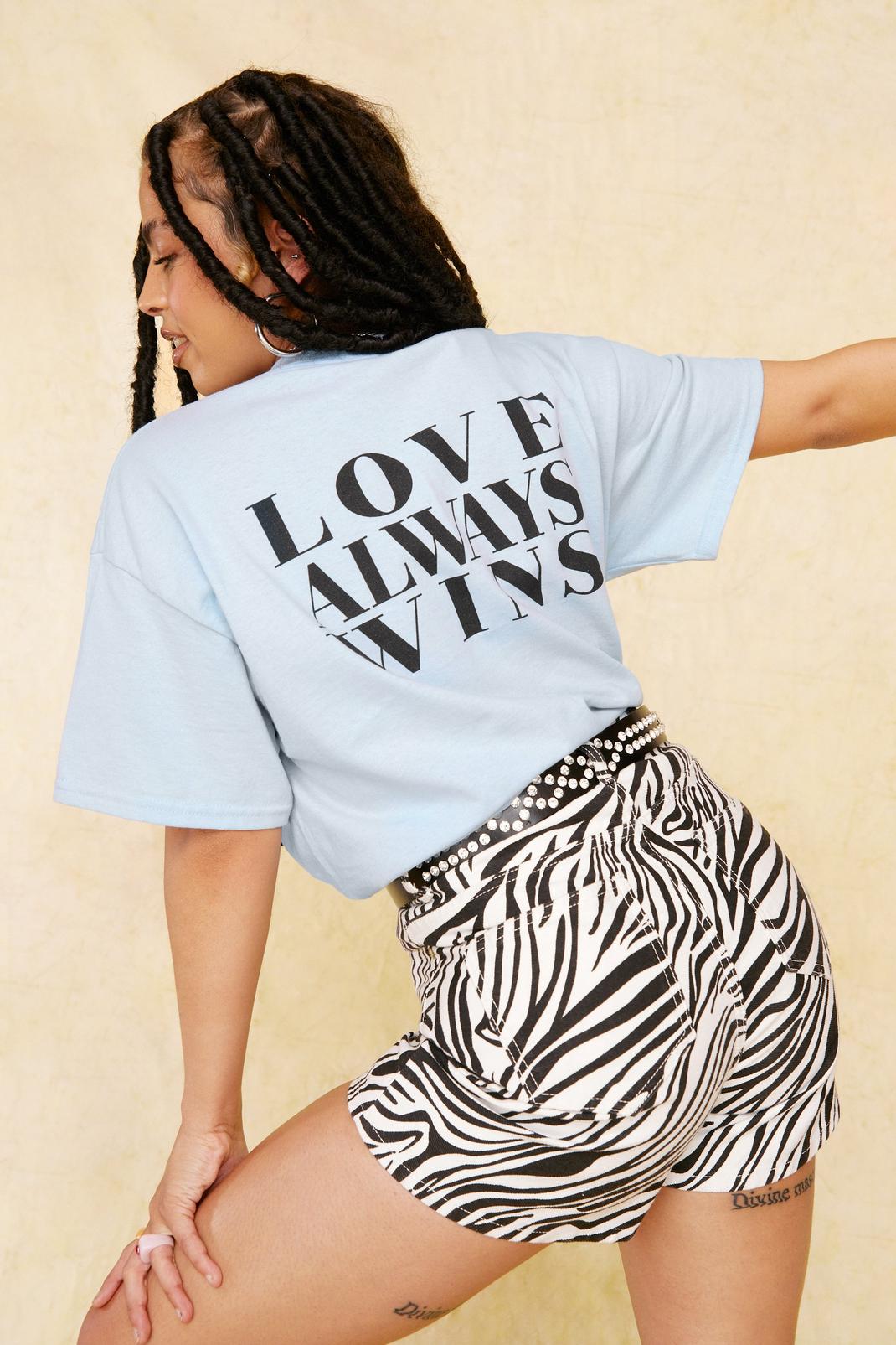 T-shirt ample à impressions Love Always Win, Blue image number 1