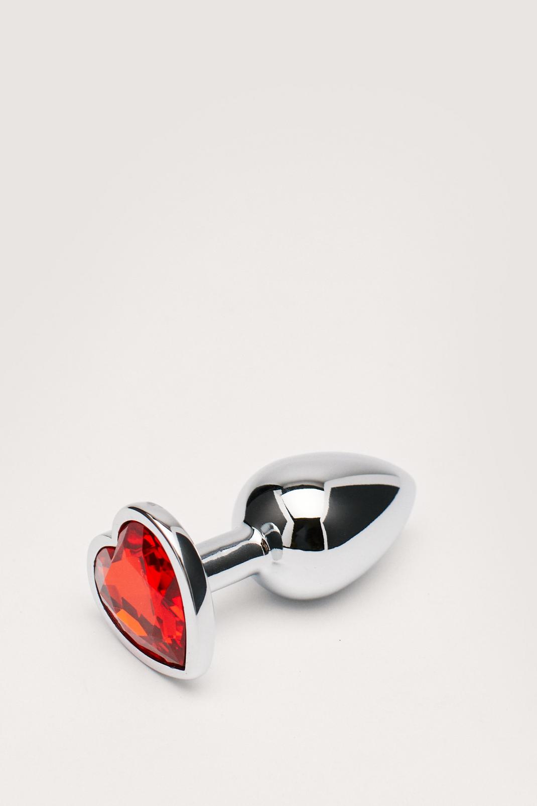 Plug anal à détail diamanté en forme de cœur, Silver image number 1