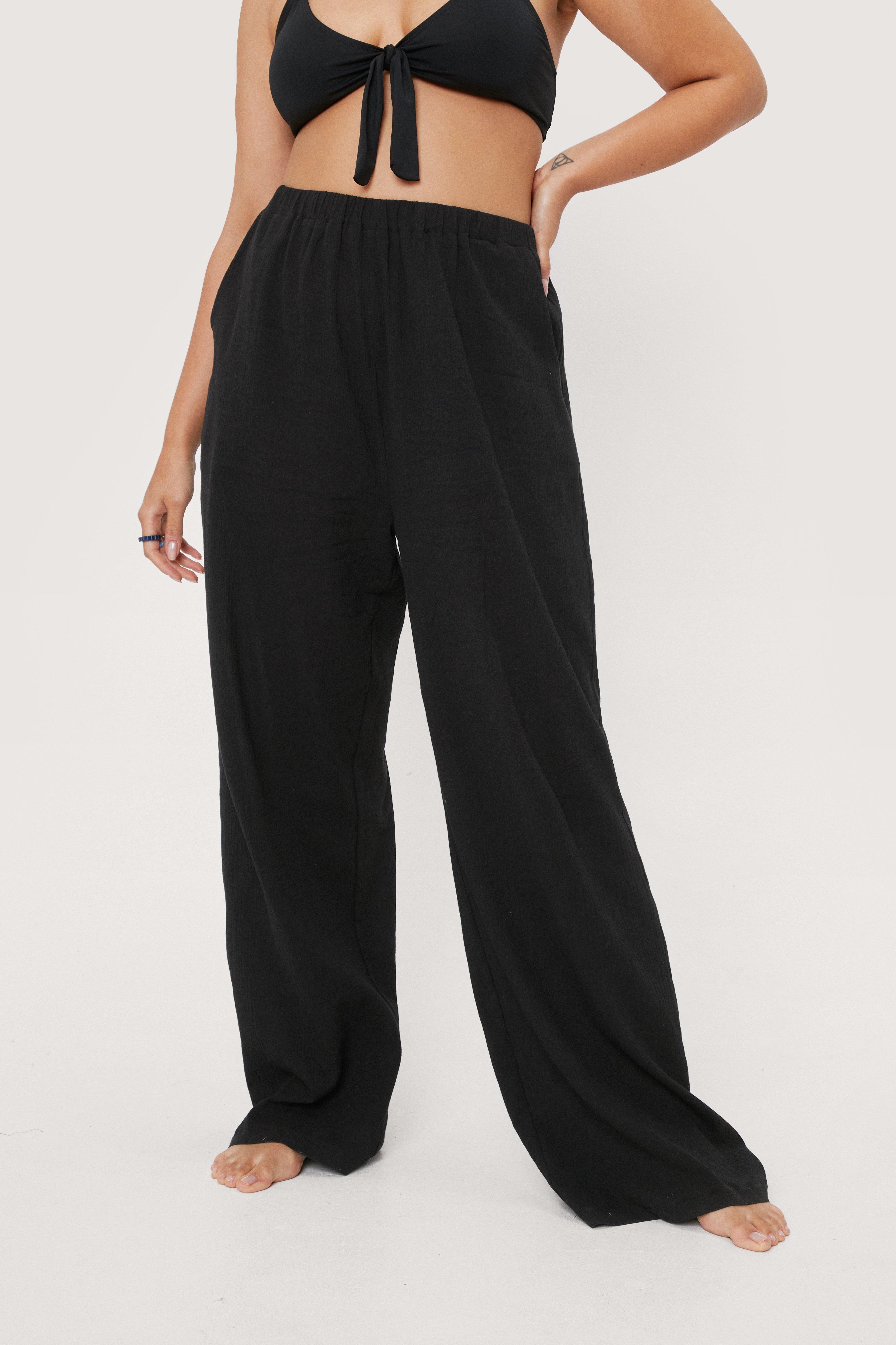 Crinkle Split Wide Leg Cover Up Pants