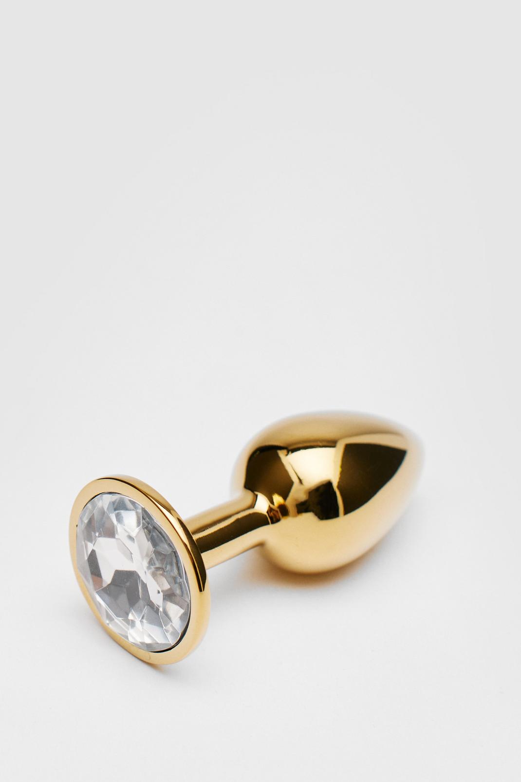 Gold Small Jewel Round Butt Plug image number 1
