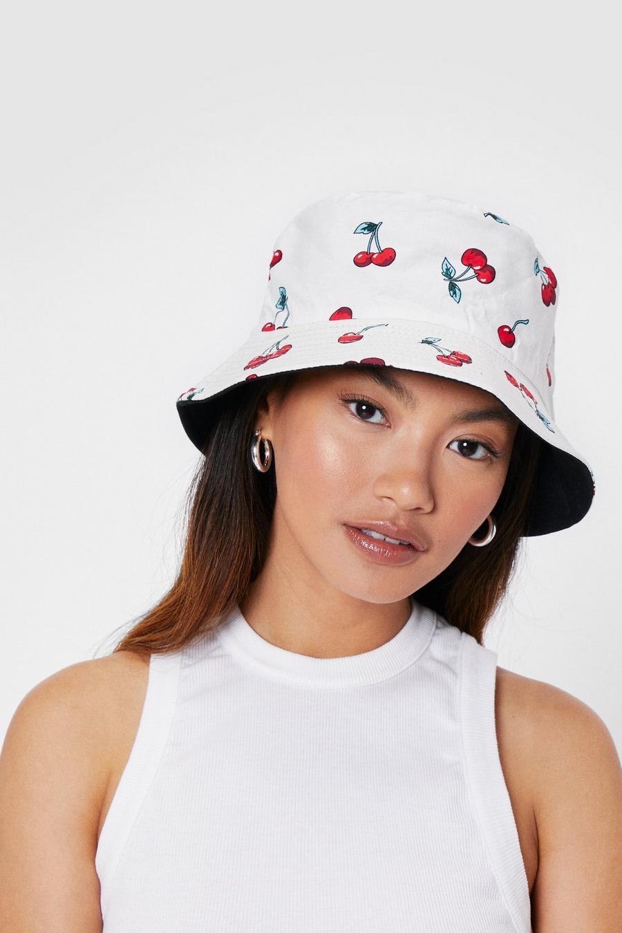 Cherry Print Short Brim Bucket Hat