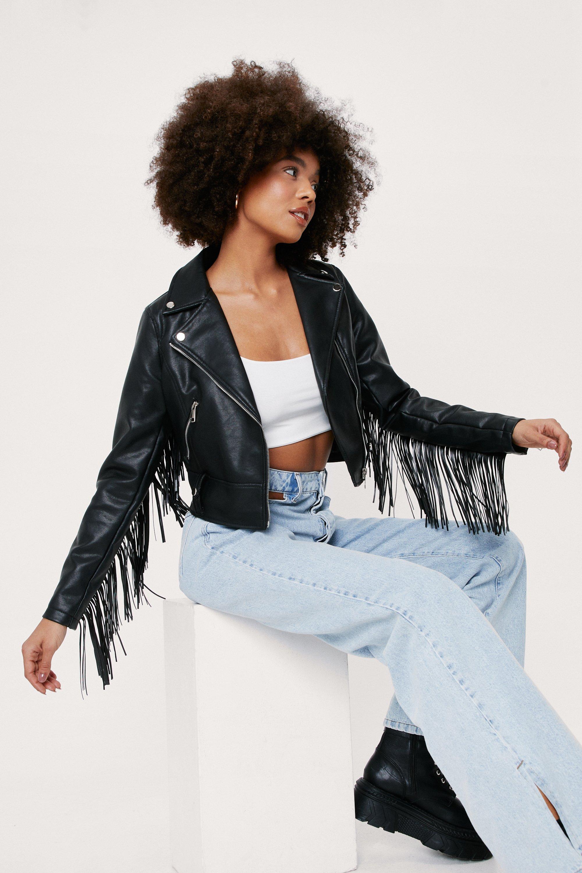 Faux fringe clearance jacket