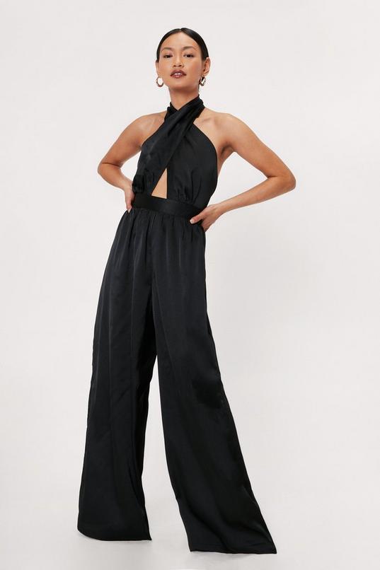 Crochet Mesh Stitch Ribbed Strappy Jumpsuit