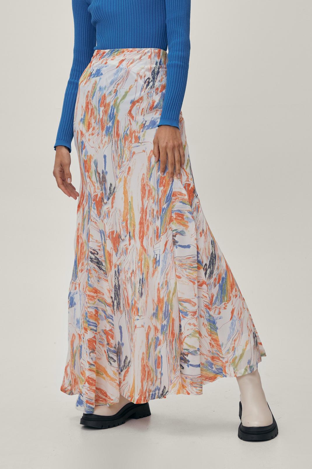 Chiffon Tie Dye Print Maxi Skirt, 144 image number 2