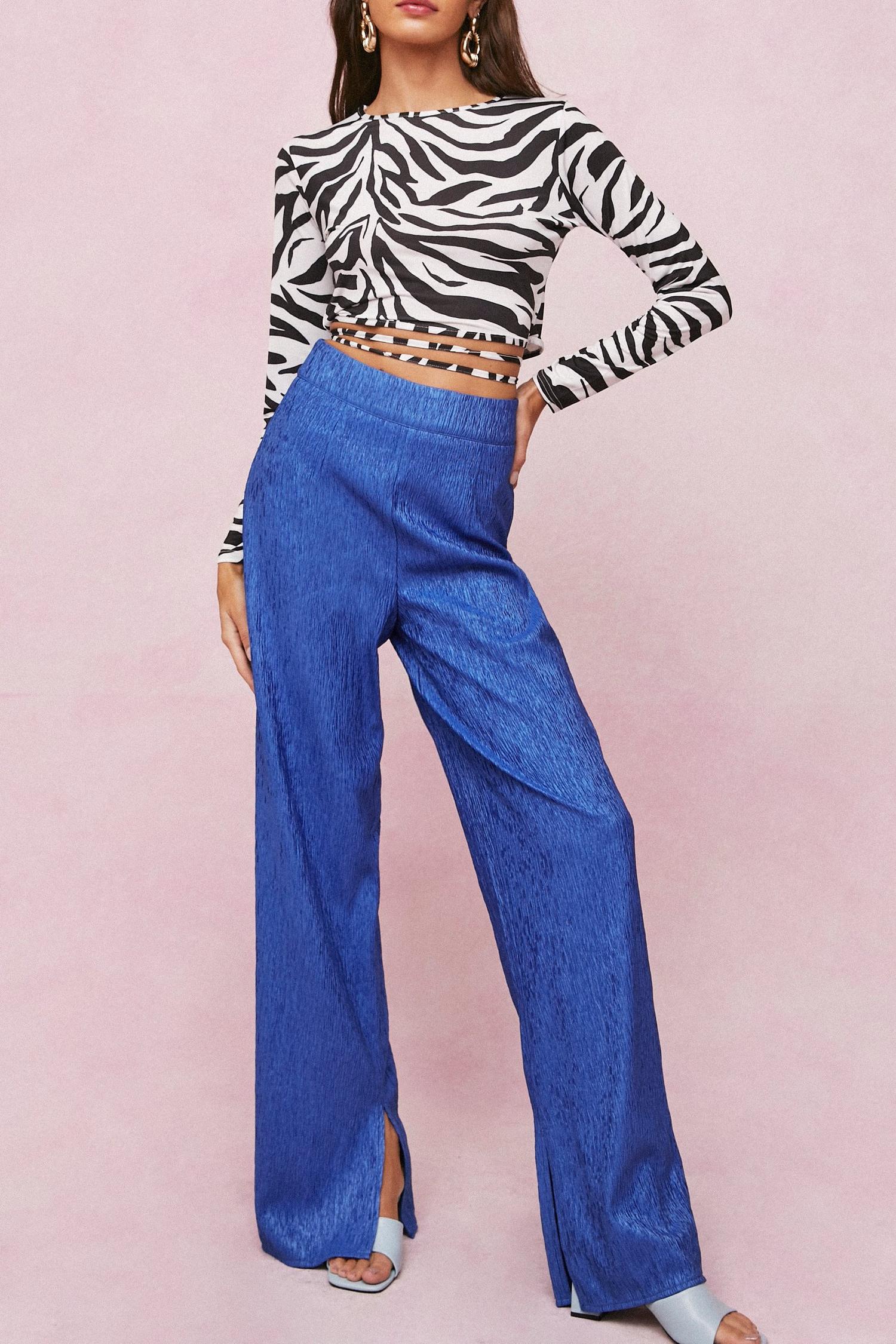 pink split hem pants