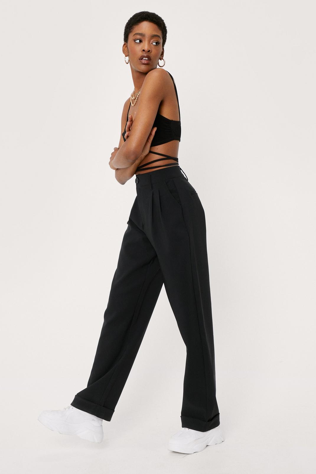 105 Tailored High Waisted Turn Up Hem Pants image number 2