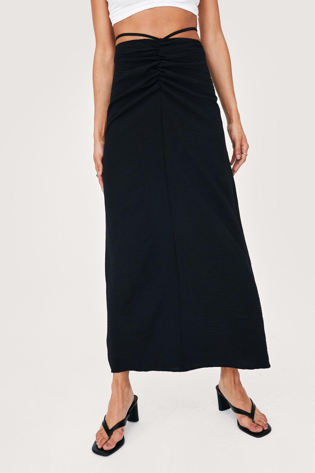 105 Ruched Front Textured Strappy Midi Skirt  image number 2