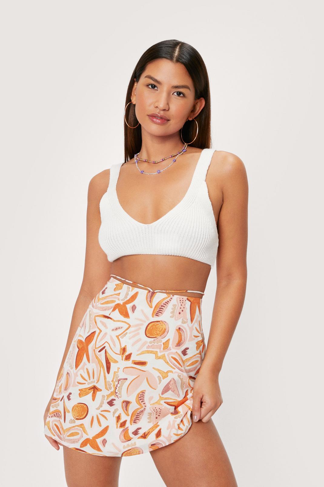 Multi Abstract Print High Waisted Mini Skirt image number 1