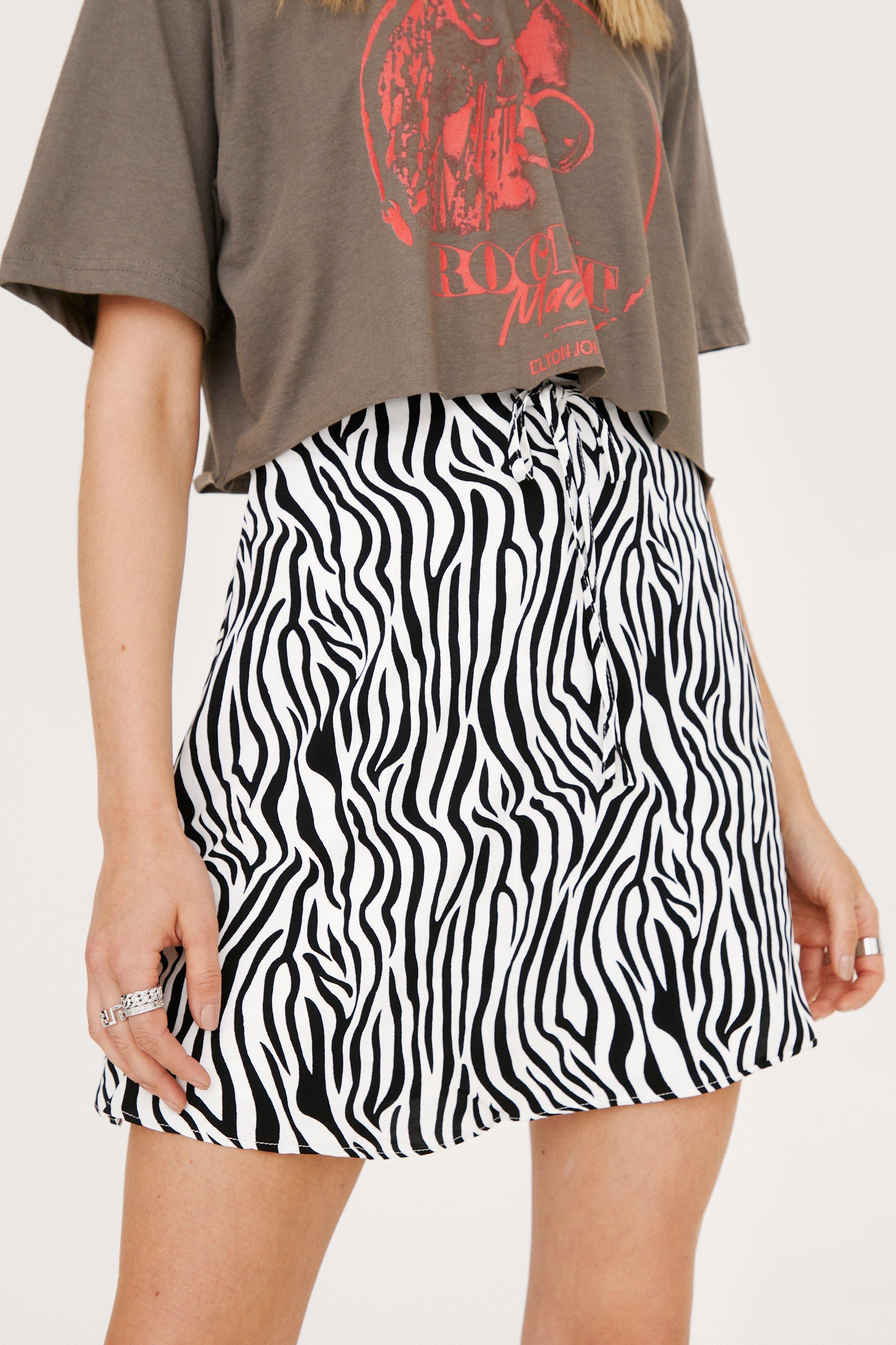 Zebra print skirt outlet with zip