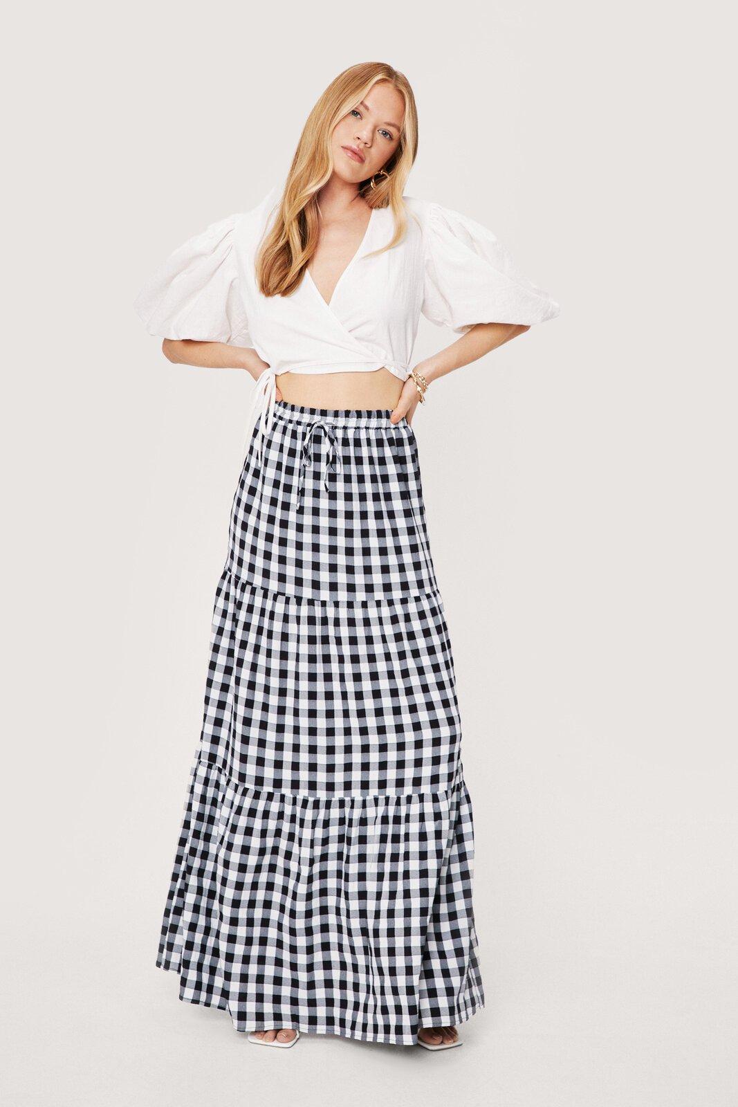 Tiered skirt gingham sale