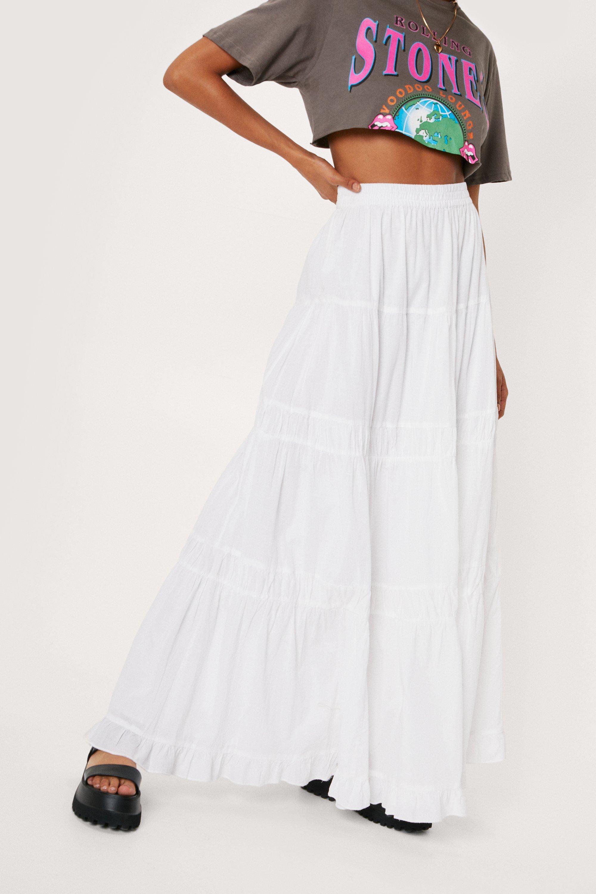 Cotton maxi outlet skirt tiered