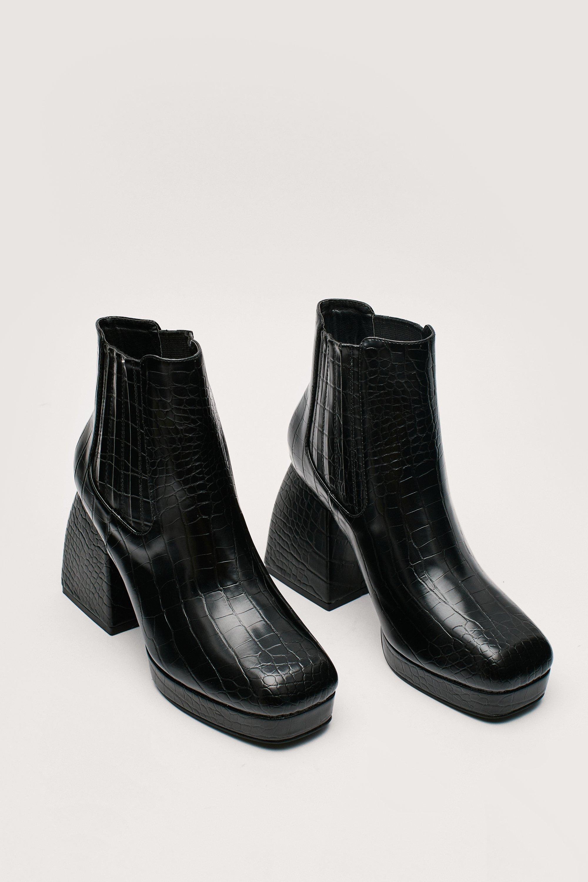 Black latest croc platform boots