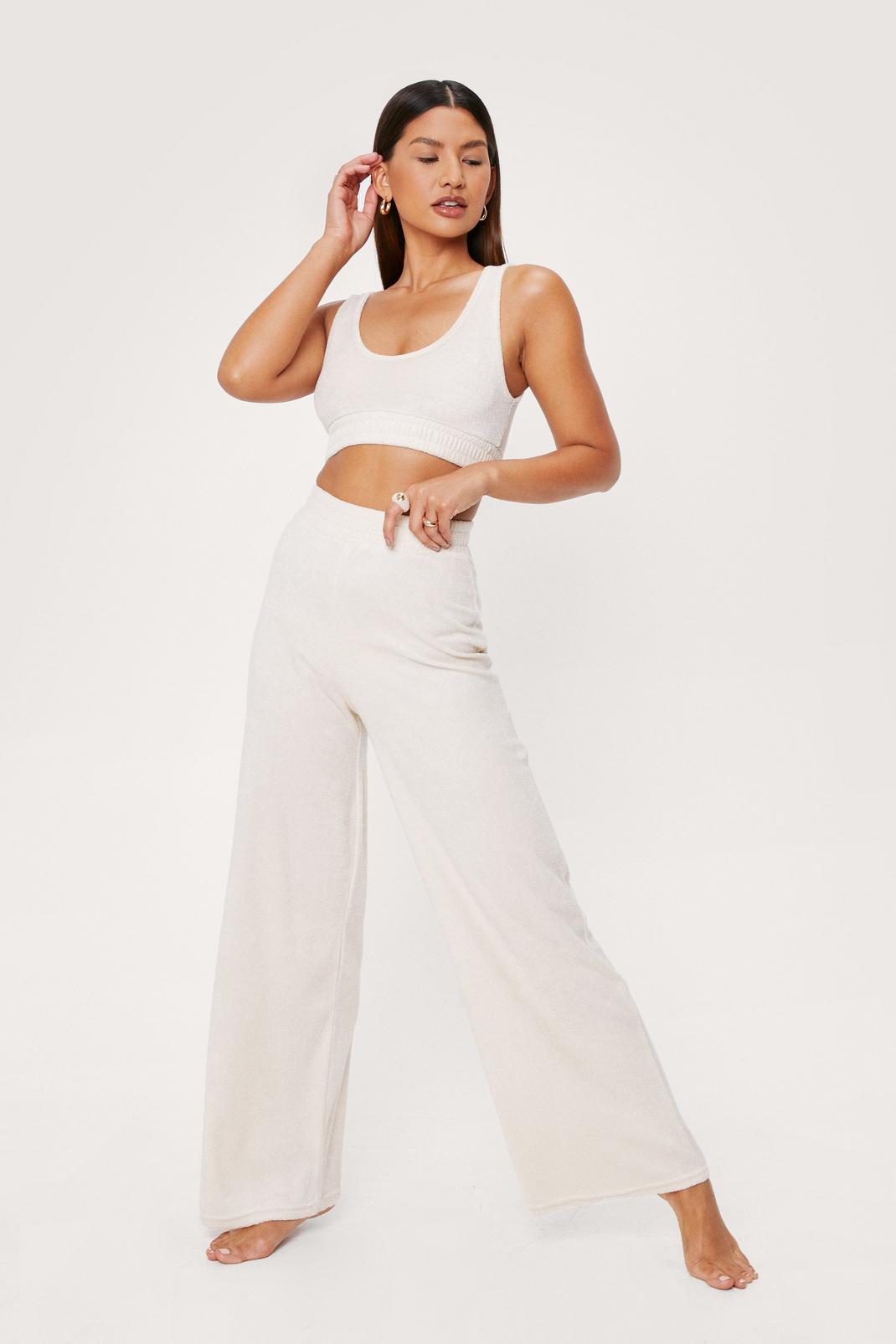 Stone Towelling Wide Leg Beach Pants image number 1