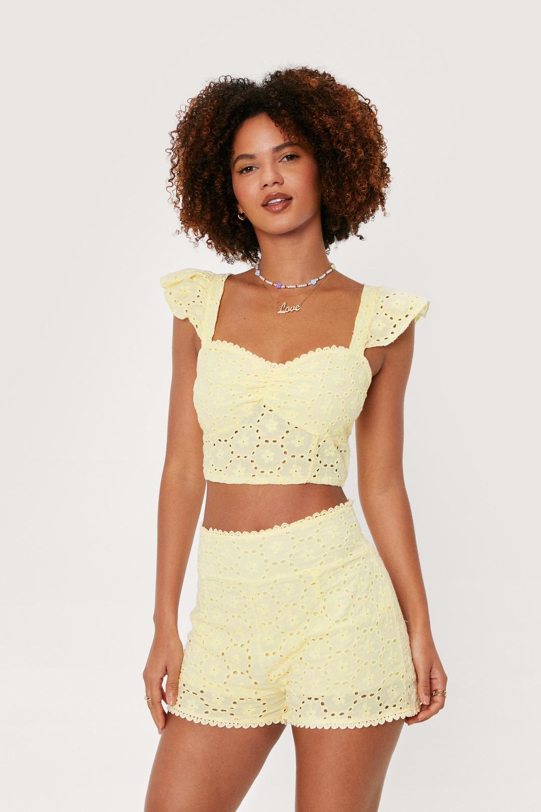 136 Broderie Anglaise Ruffle Strappy Crop Top image number 2
