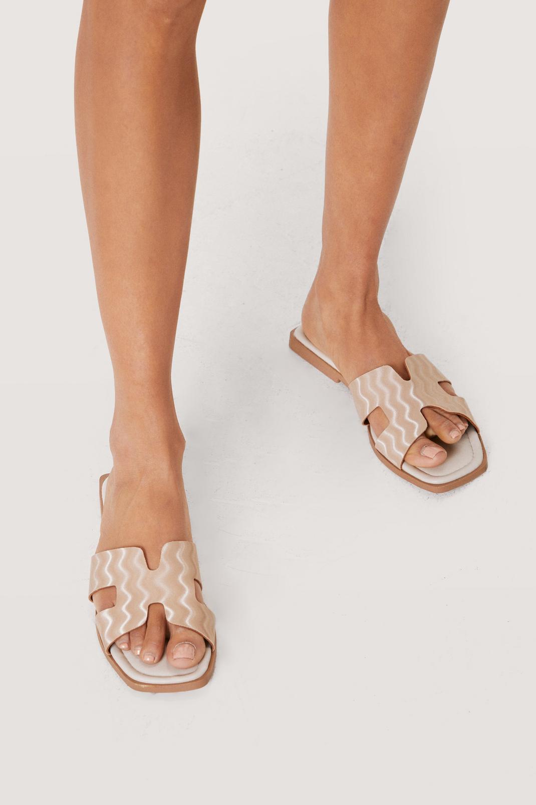 Faux Leather Cut Out Flat Mules image number 1