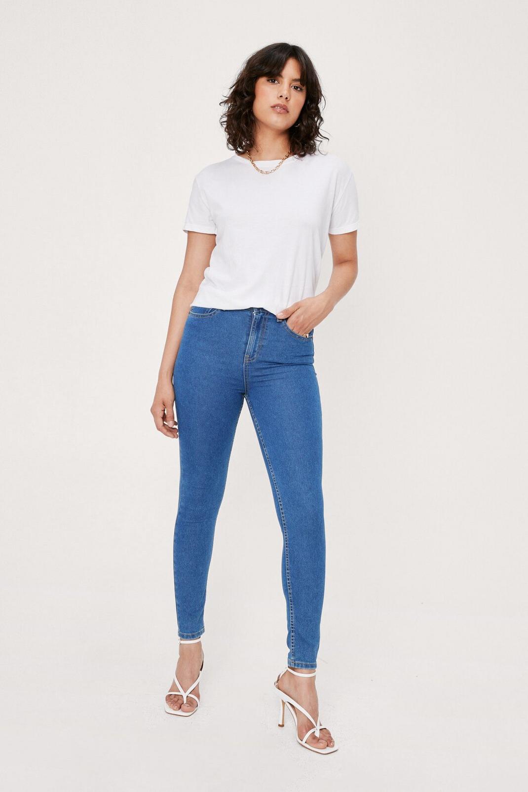 Vintage blue Recycled Content High Waisted Skinny Jeans image number 1