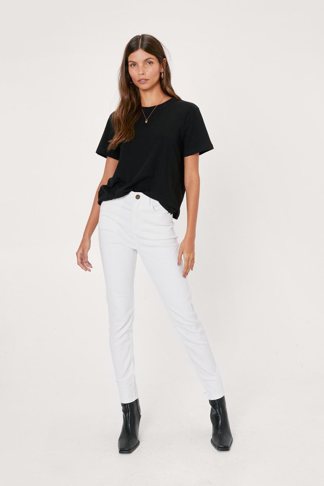 White Recycled Content High Waisted Skinny Jeans image number 1