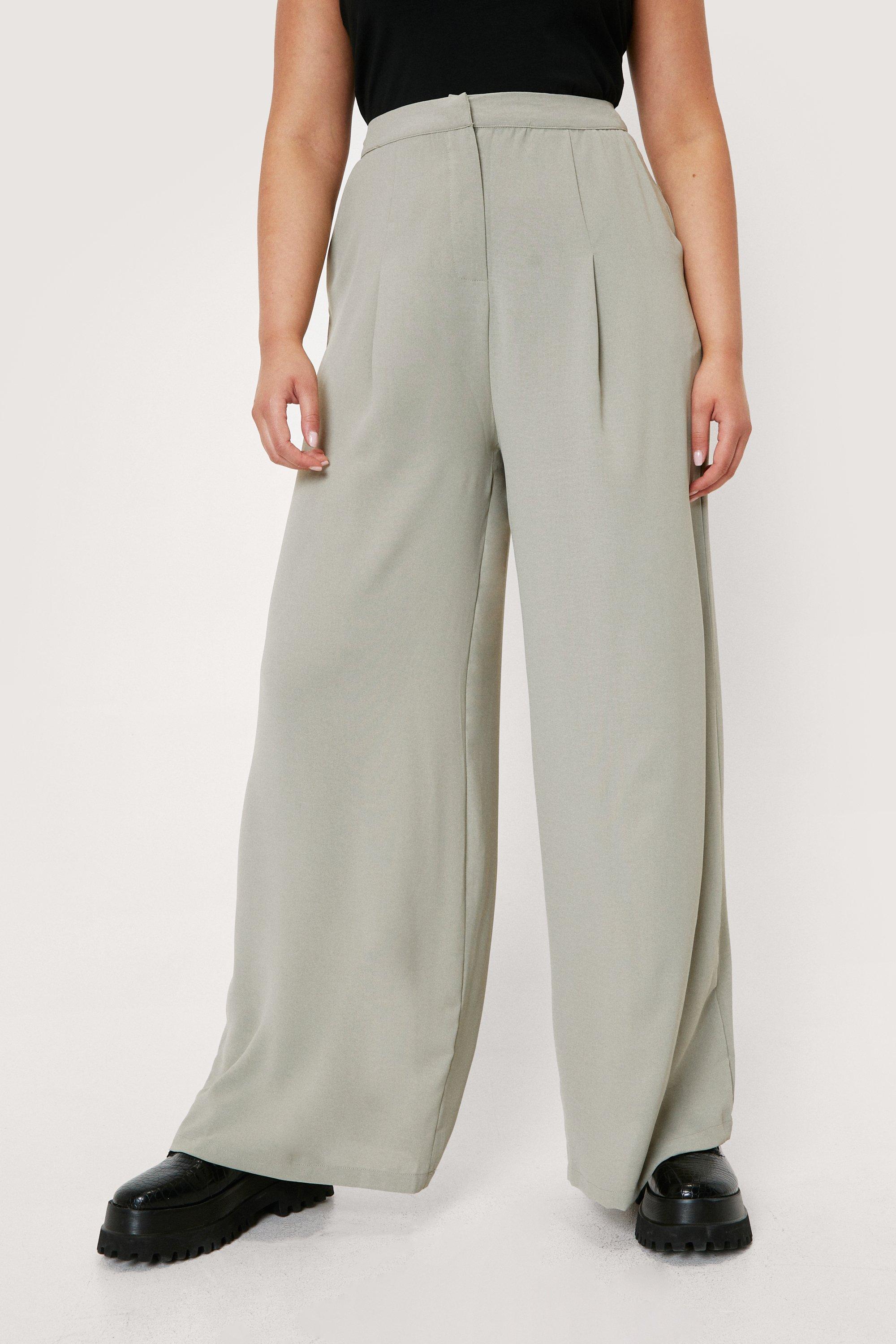 High waisted wide outlet leg trousers plus size