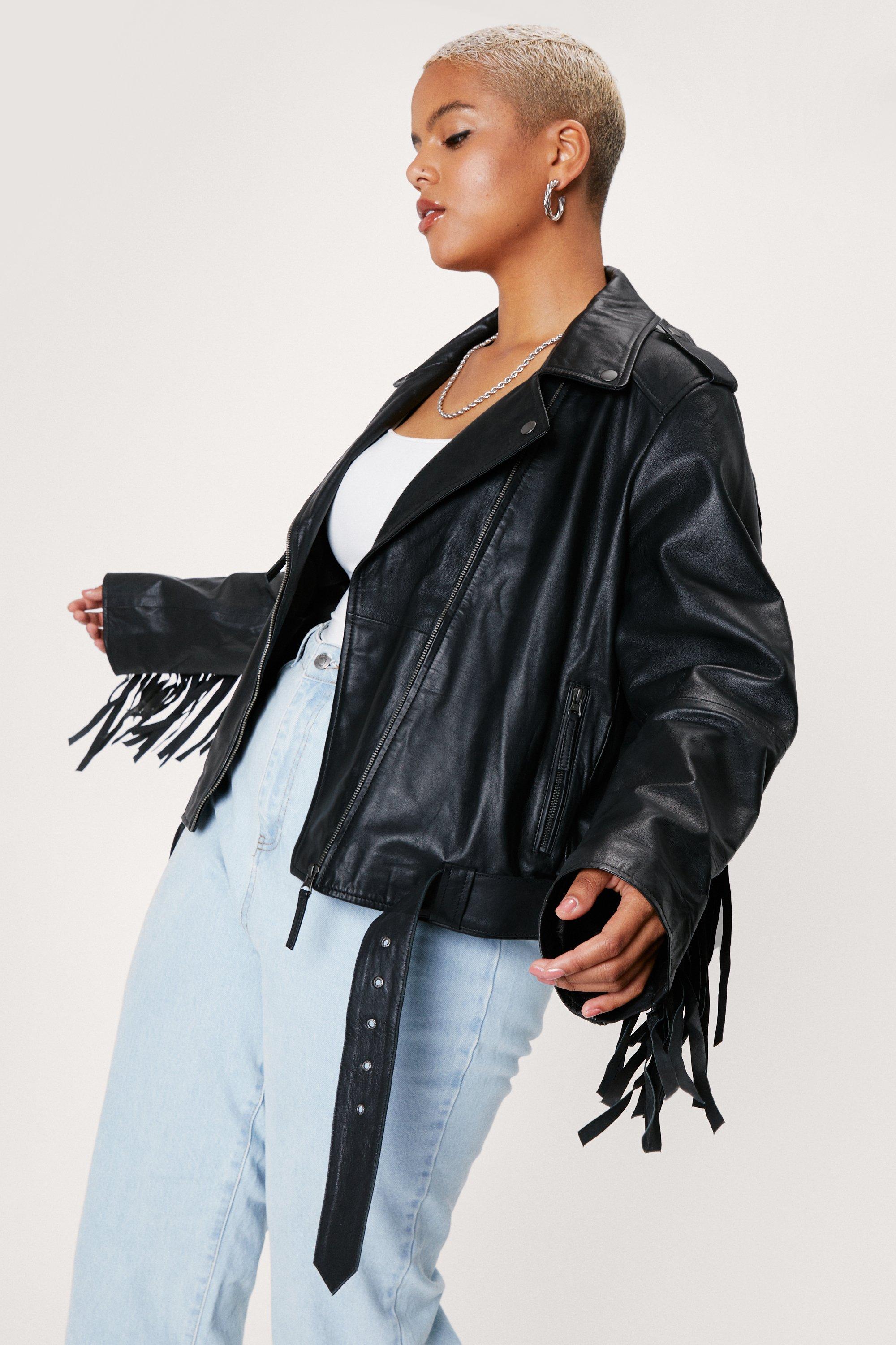 black fringe jacket plus size