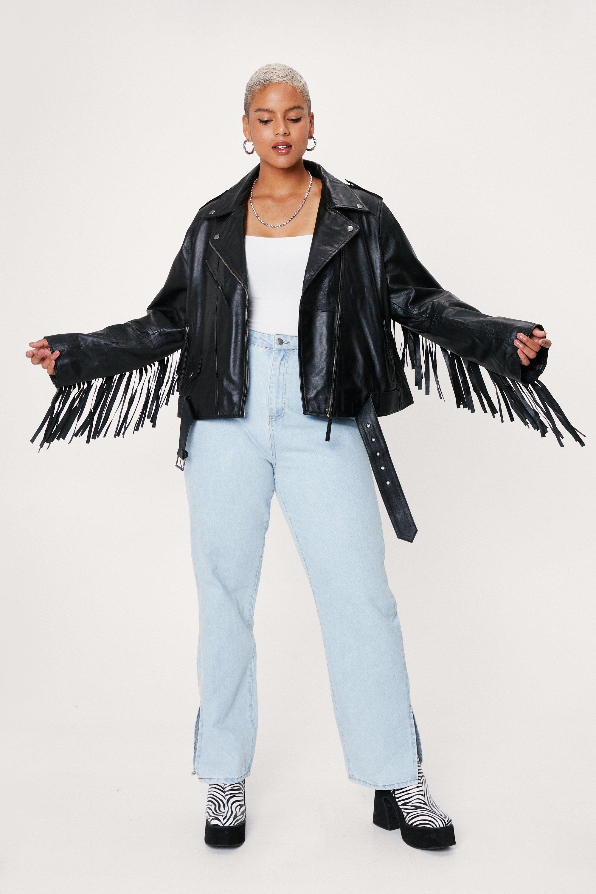 Fringe Real Leather Biker Jacket Nasty Gal