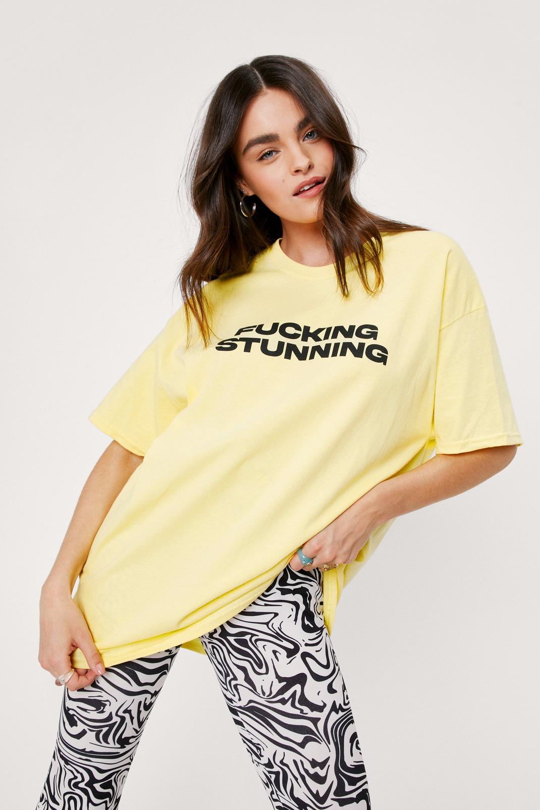 T-shirt oversize à impressions Fucking Stunning, Lemon image number 1