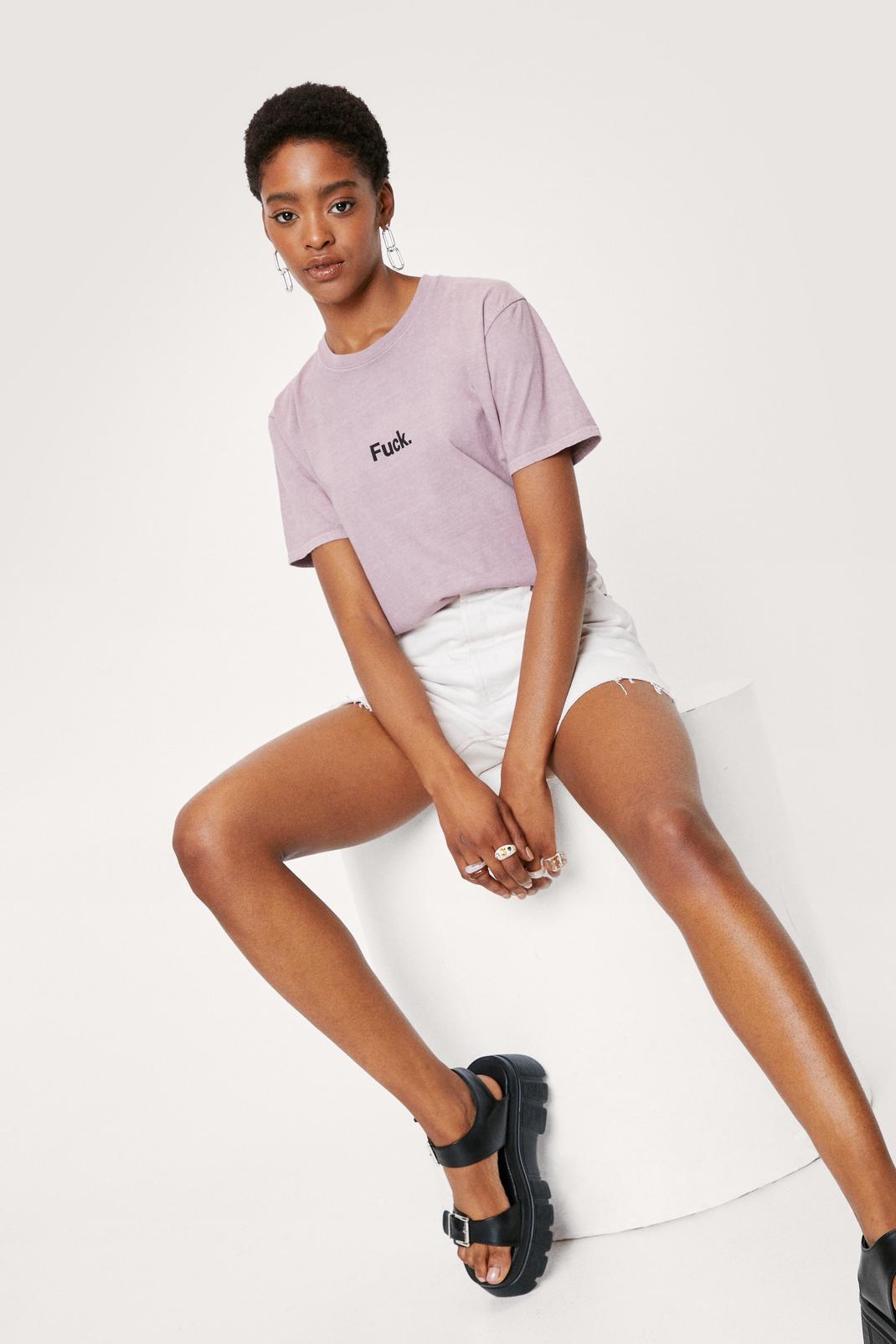 Purple Fuck Short Sleeve Relaxed Graphic T-Shirt image number 1