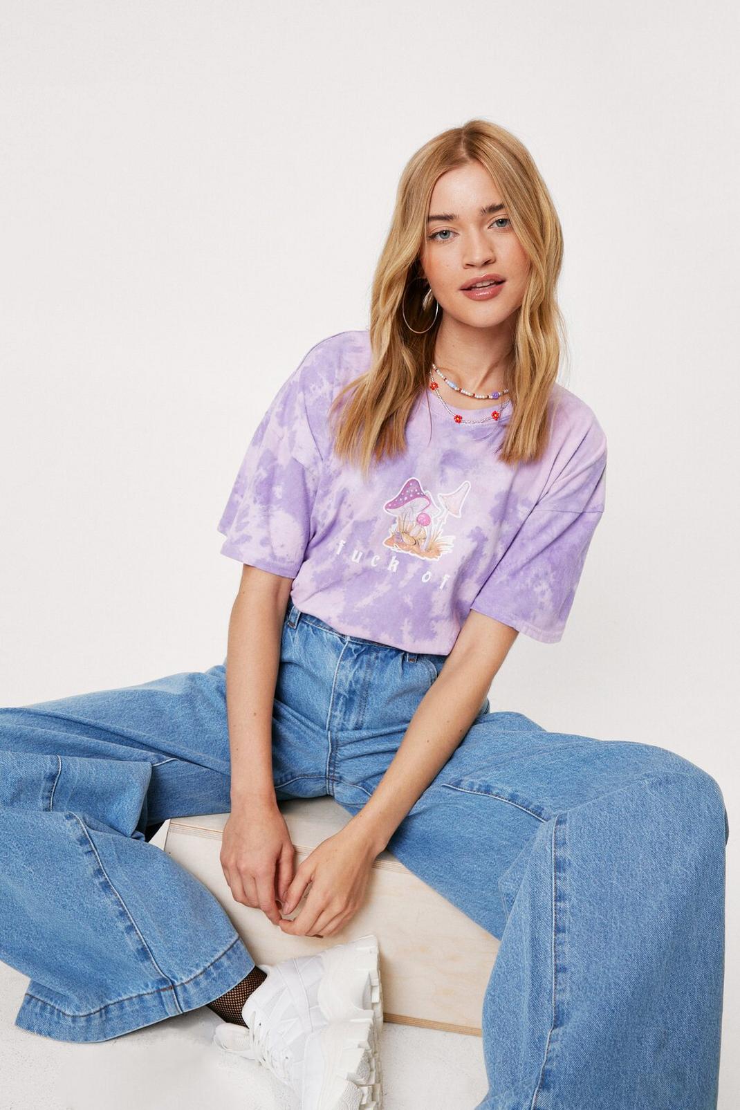 Purple Fuck Off Tie Dye Print Graphic T-Shirt image number 1