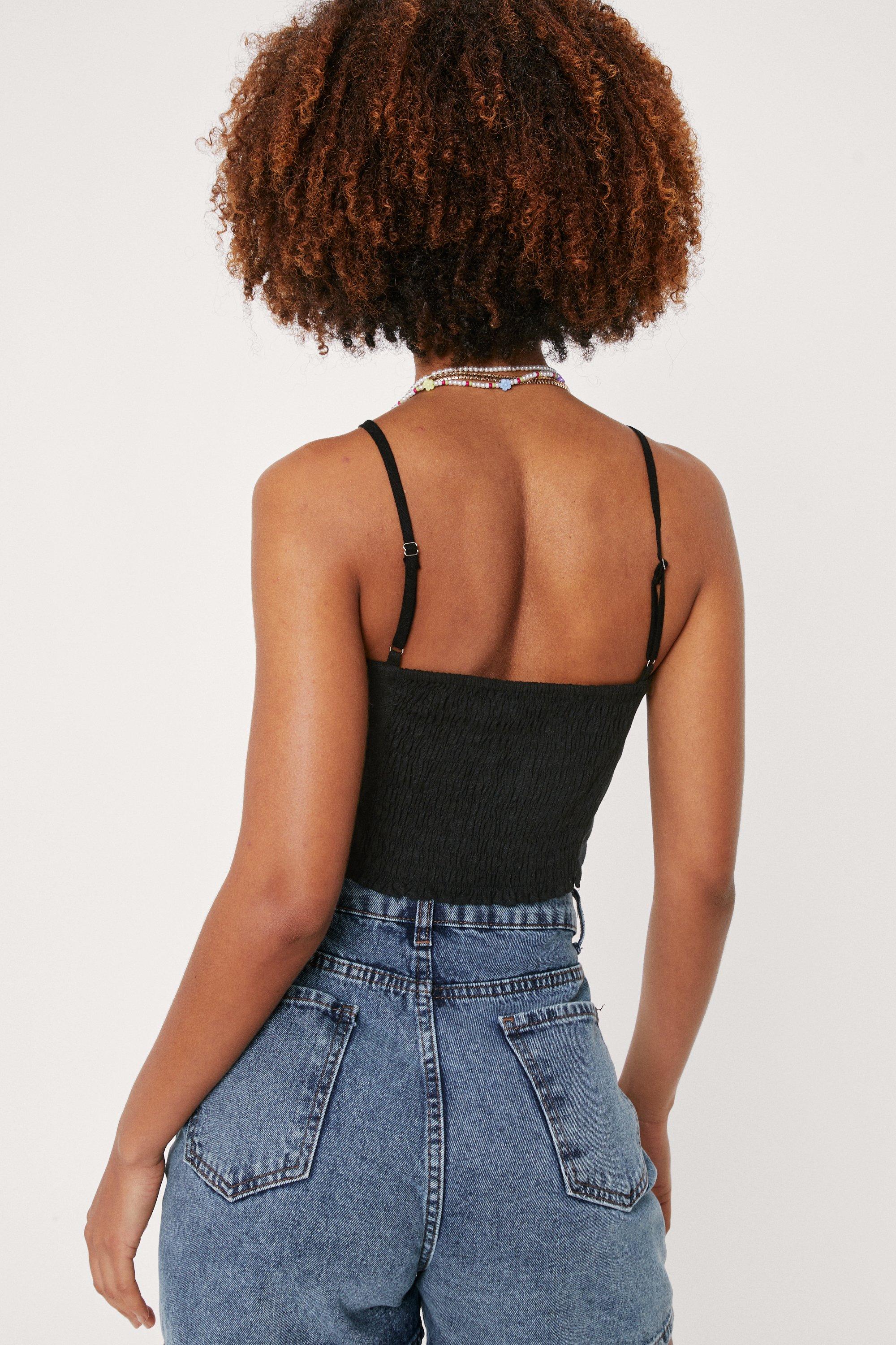 Linen Bow Front Cropped Cami Top