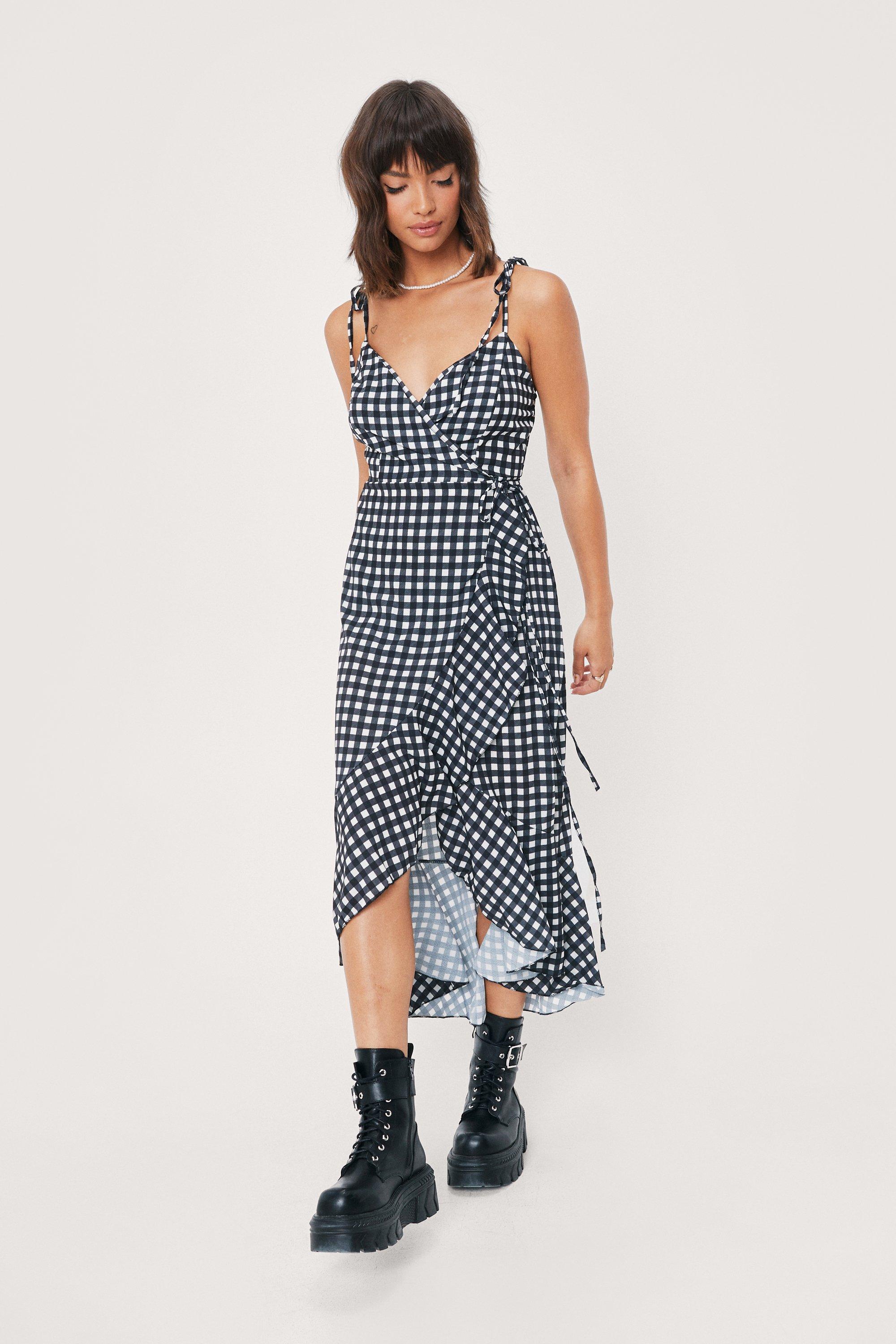 Gingham wrap dress hotsell