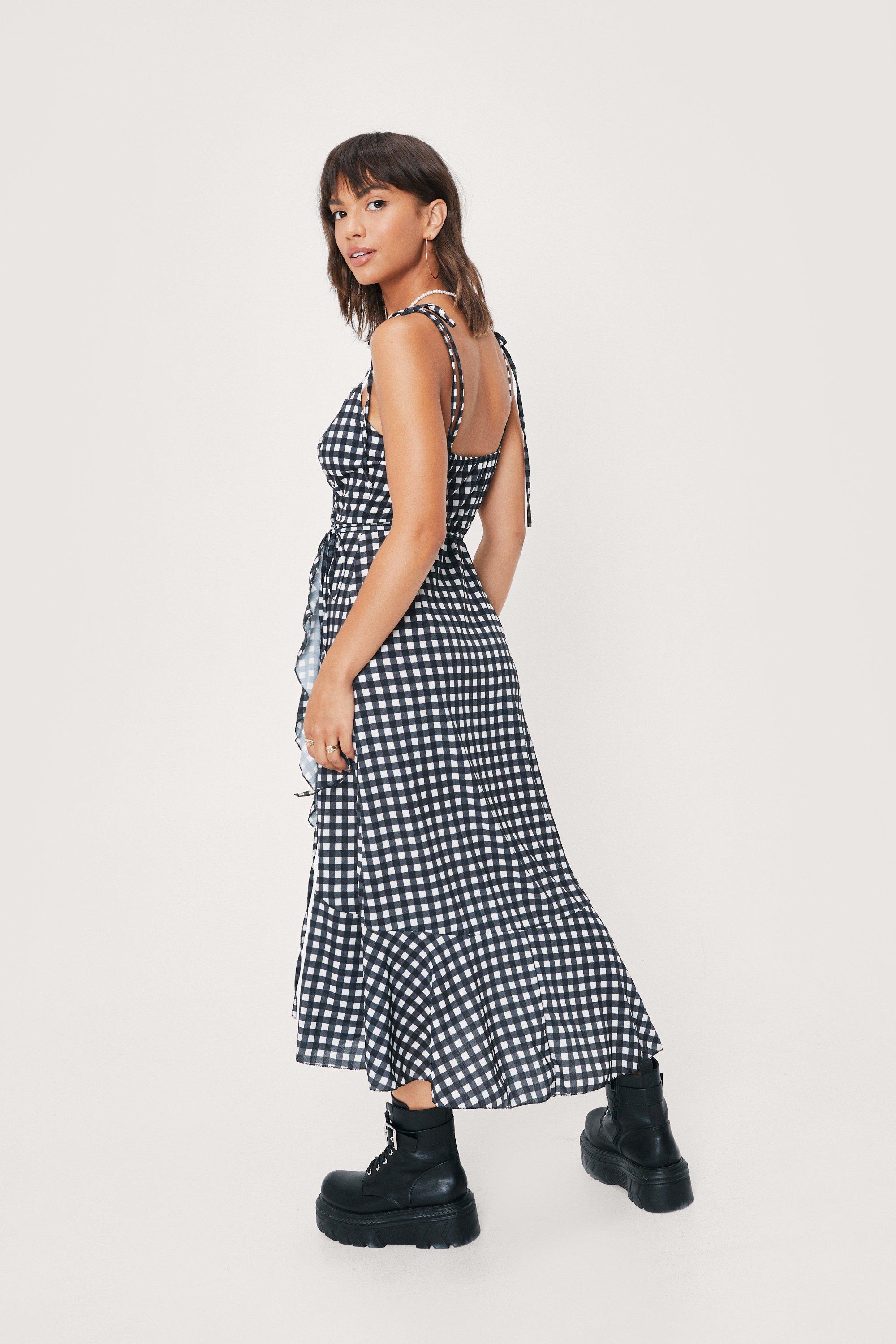 gingham strappy dress