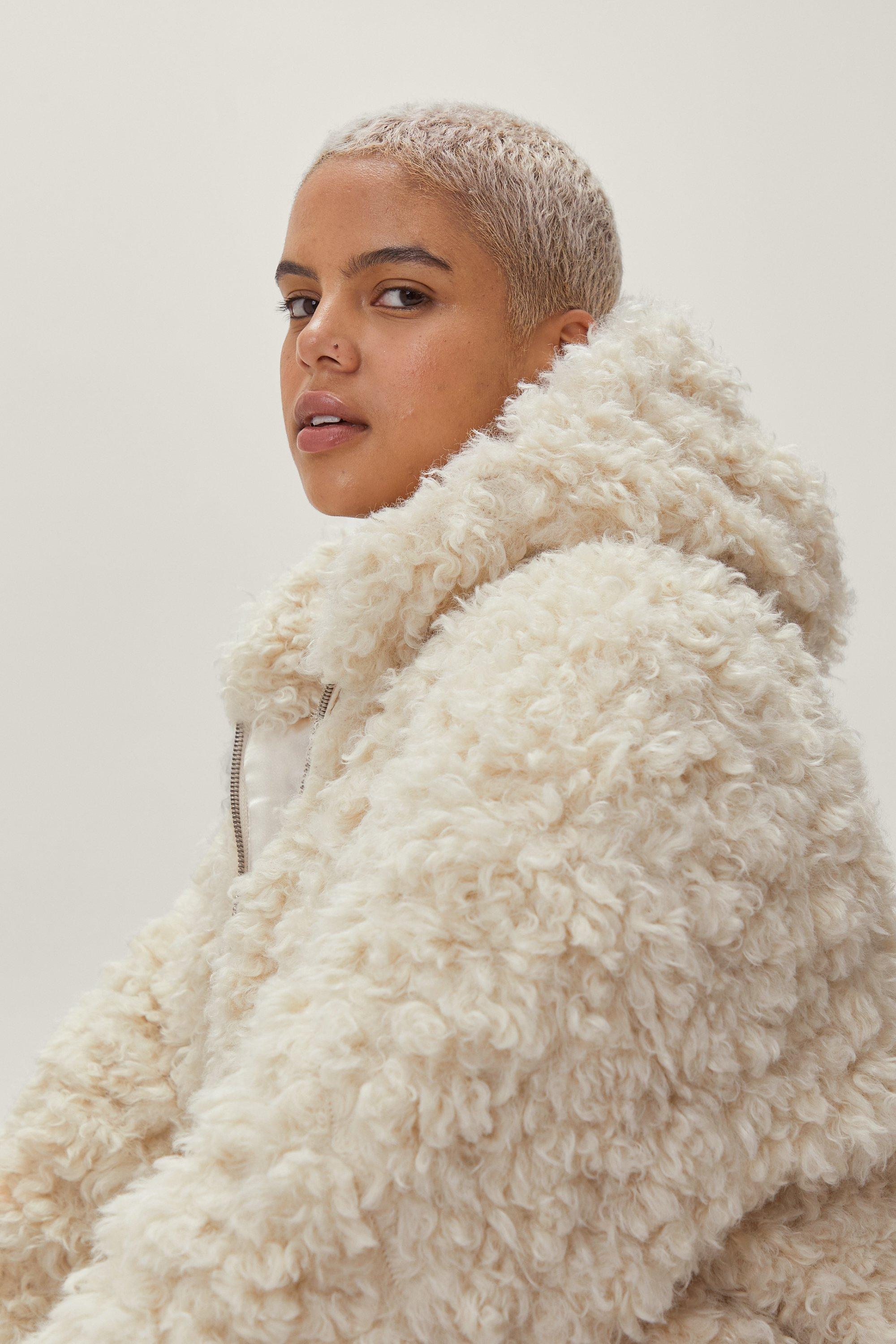 Fluffy plus size on sale jacket