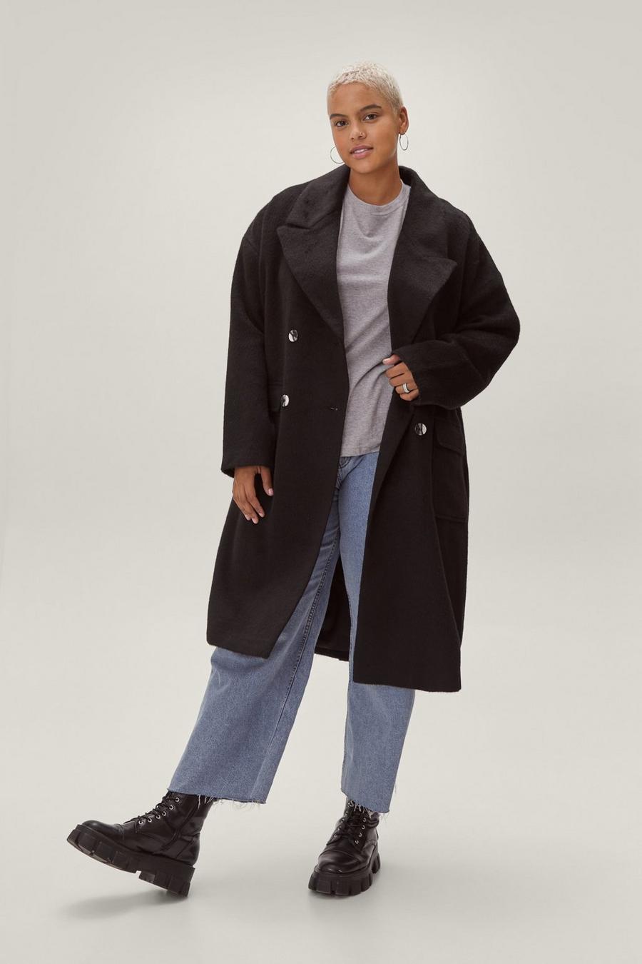 Plus Size Double Breasted Wool Look Coat