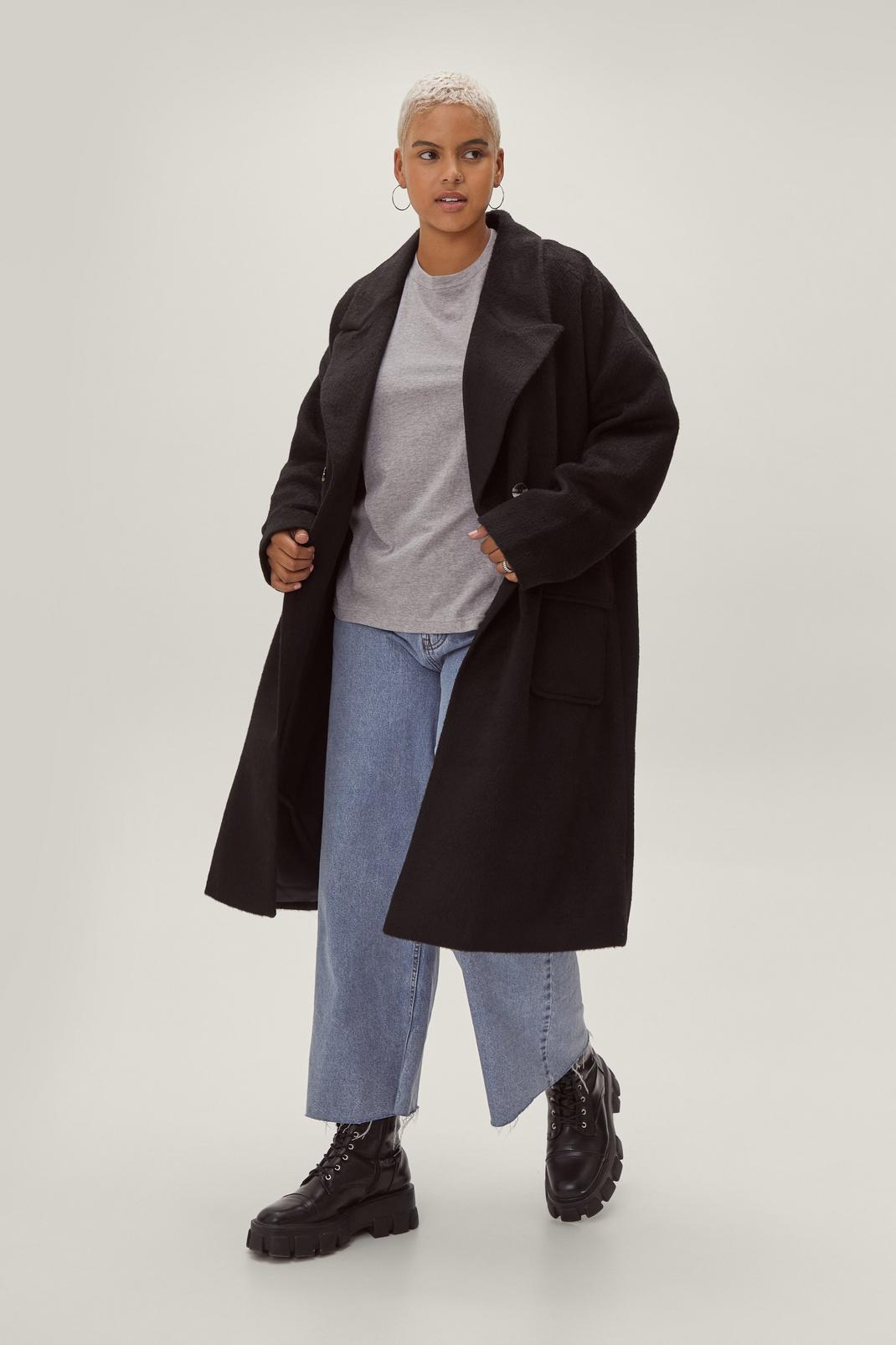 105 Plus Size Double Breasted Wool Look Coat image number 2