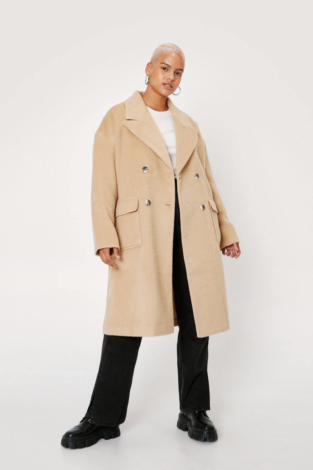 Plus Size Double Breasted Wool Look Coat | Nasty Gal