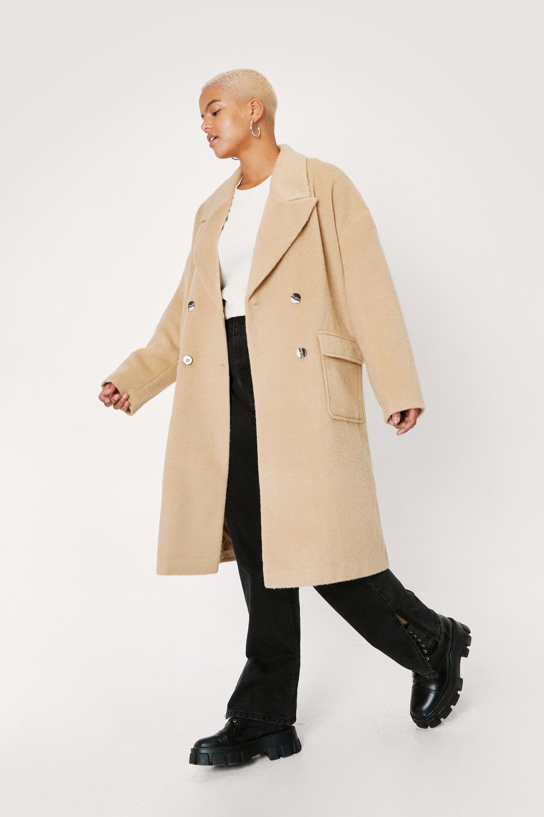 111 Plus Size Double Breasted Wool Look Coat image number 2