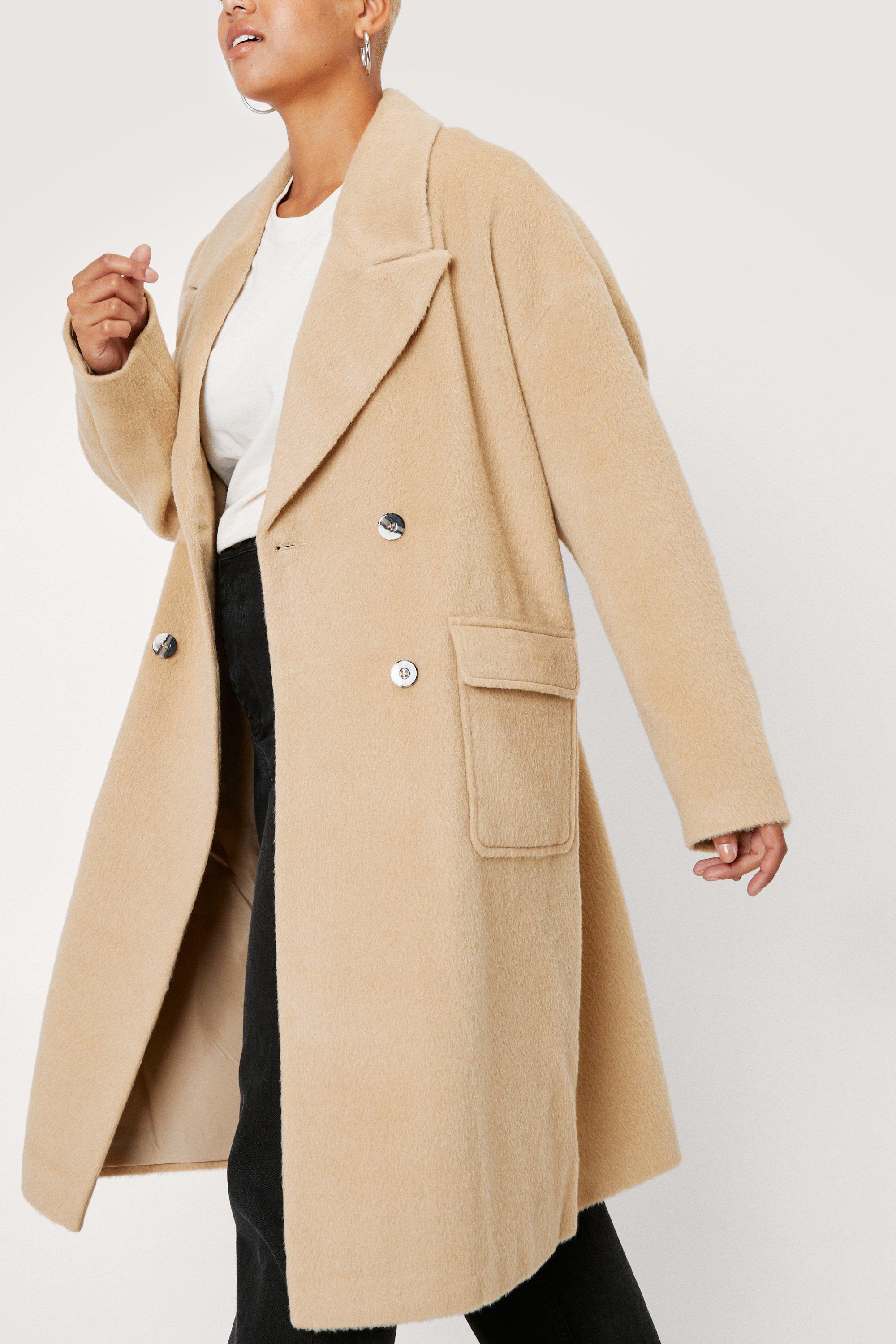 Plus size double breasted wool clearance coat