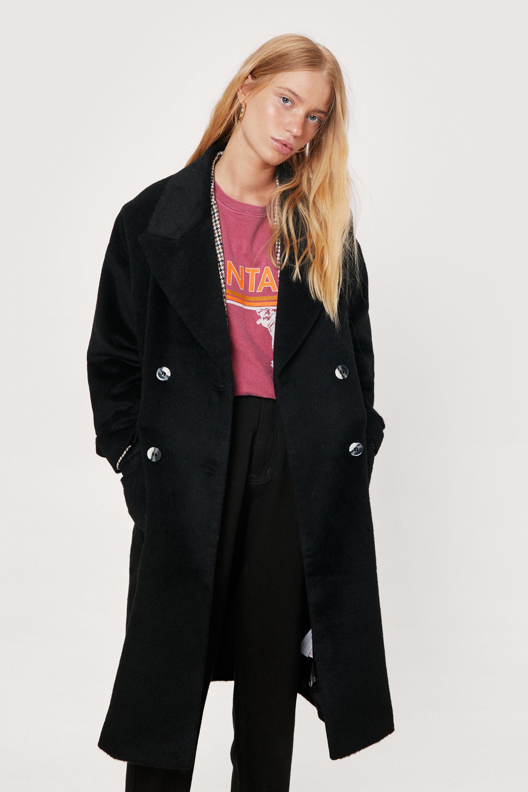 petite wool black coat