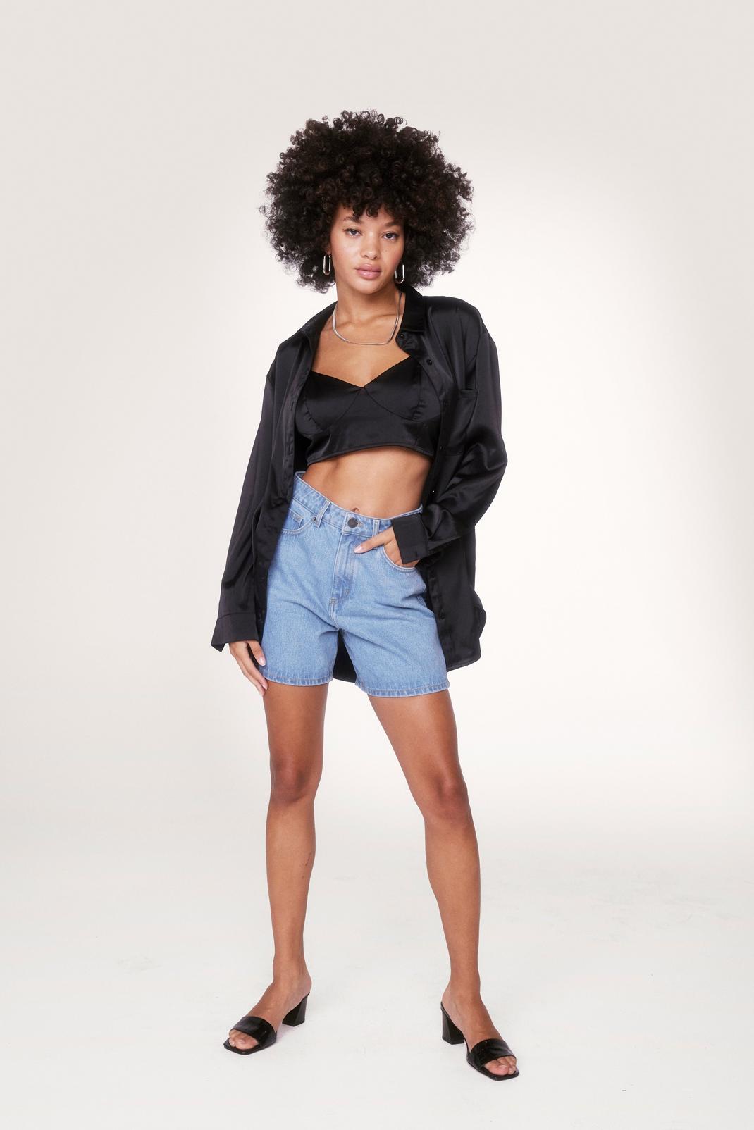 564 Organic Denim High Waisted Relaxed Shorts image number 2