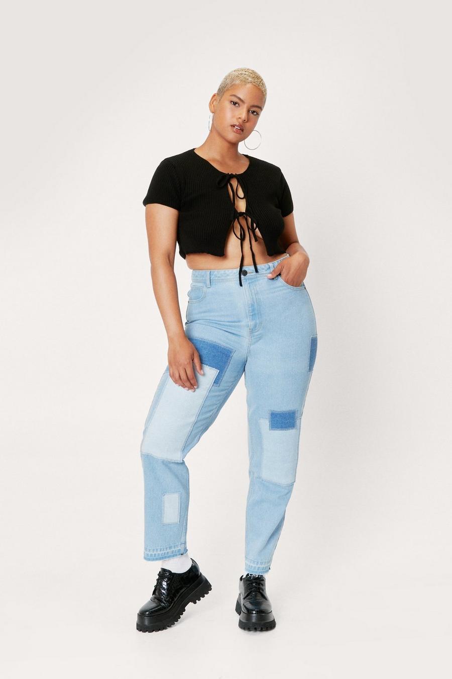 Plus Size Organic Denim Patchwork Jeans