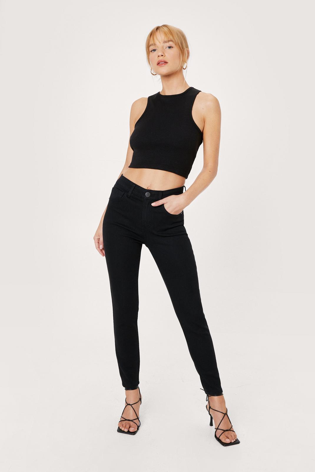 Black Petite Made With Recycled Fibres Skinny Jeans image number 1