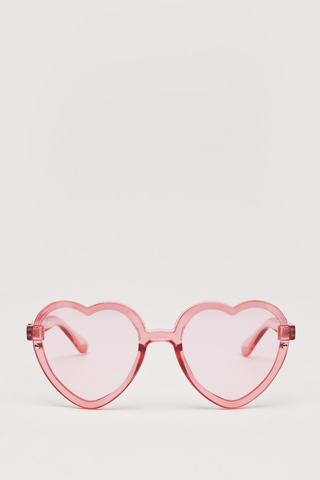 Pink Tinted Oversized Heart Frame Sunglasses image number 1