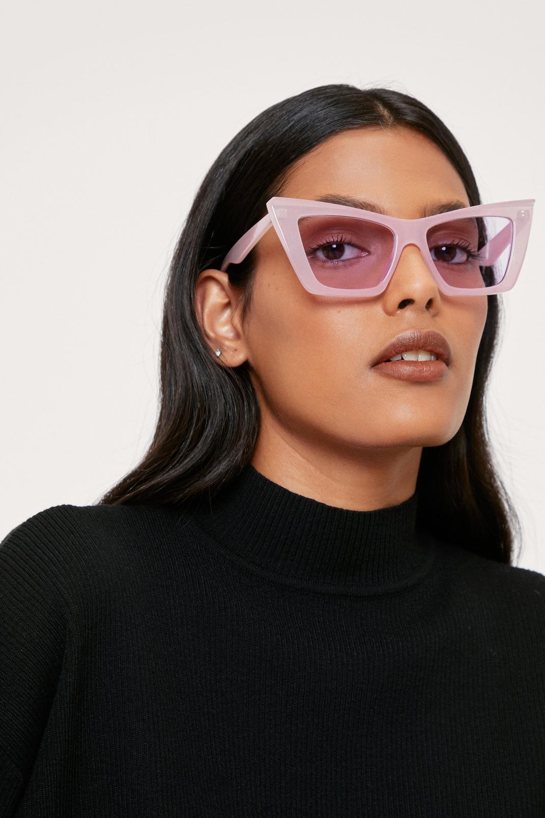 Lilac Tinted Oversized Cat Eye Sunglasses image number 1