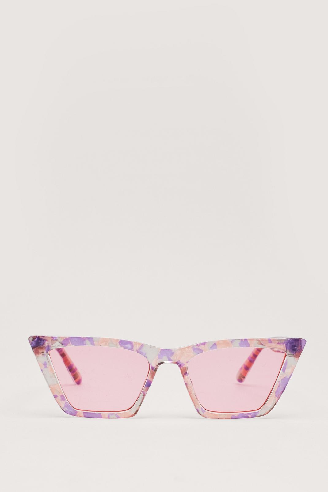 Coral Tinted Flat Top Cat Eye Sunglasses image number 1