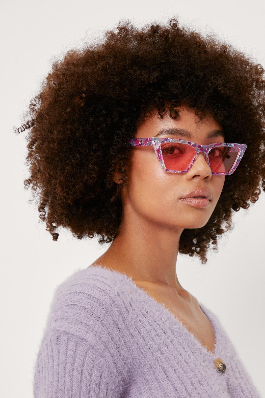 Pink Tinted Flat Top Cat Eye Sunglasses image number 1