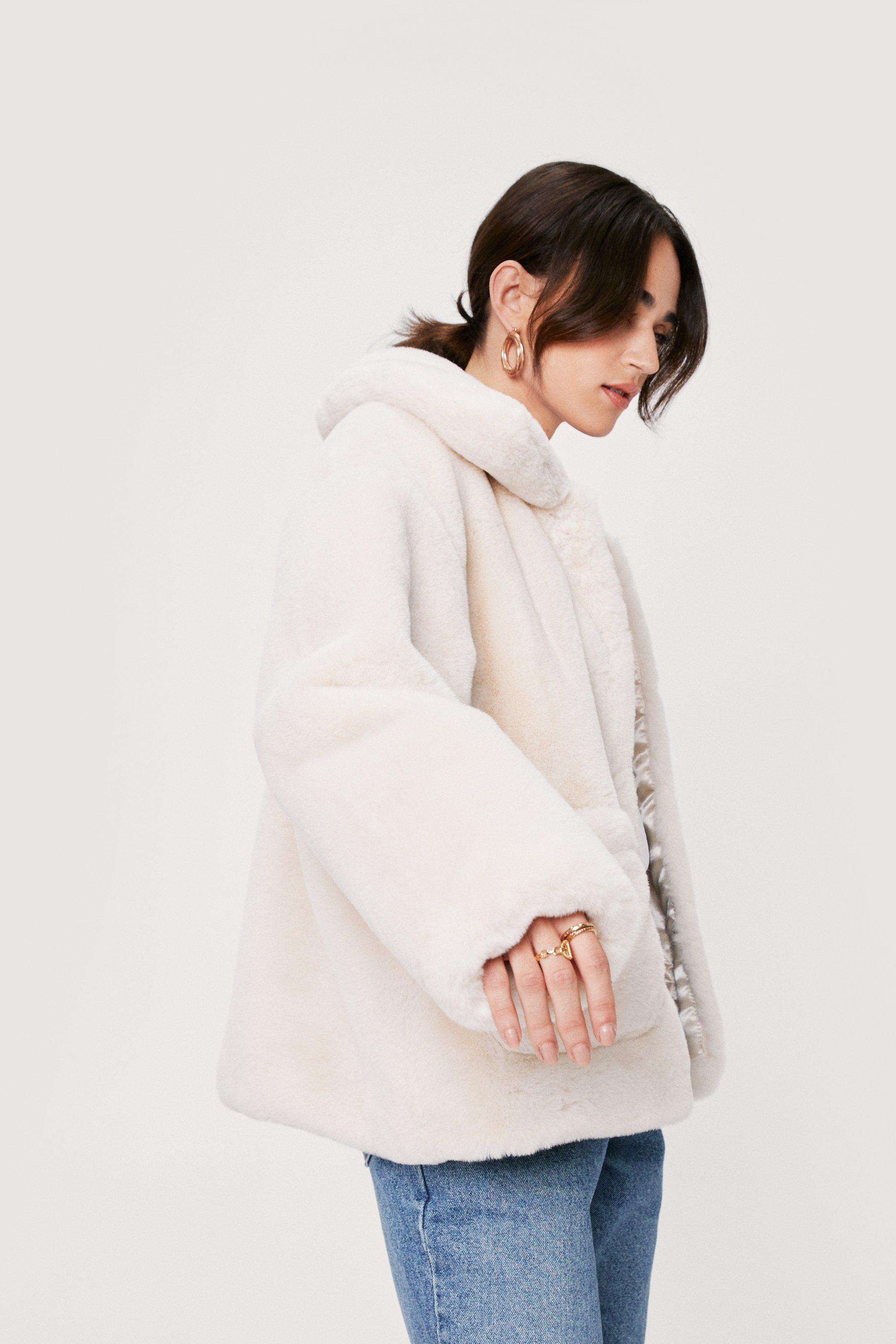 Petite on sale fluffy coat